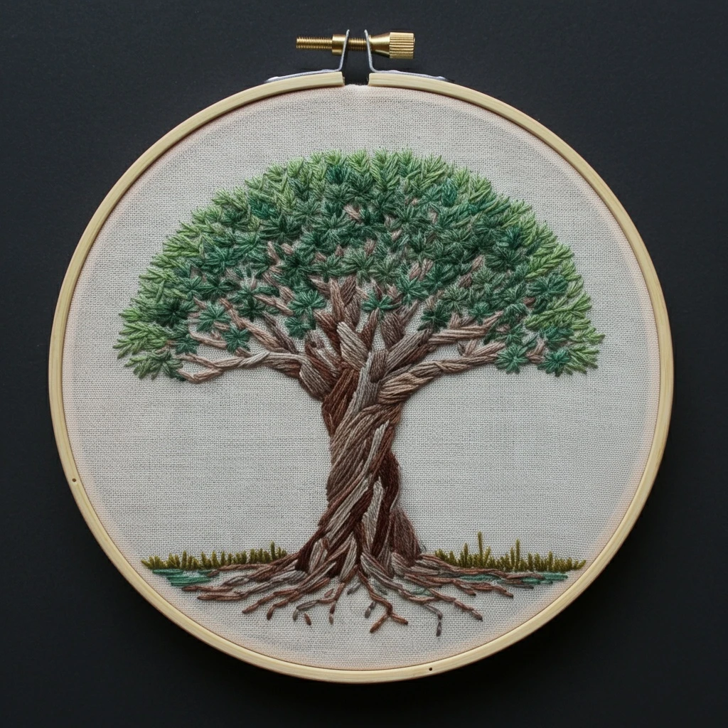 Embroidered Tree of Life Hoop Art
