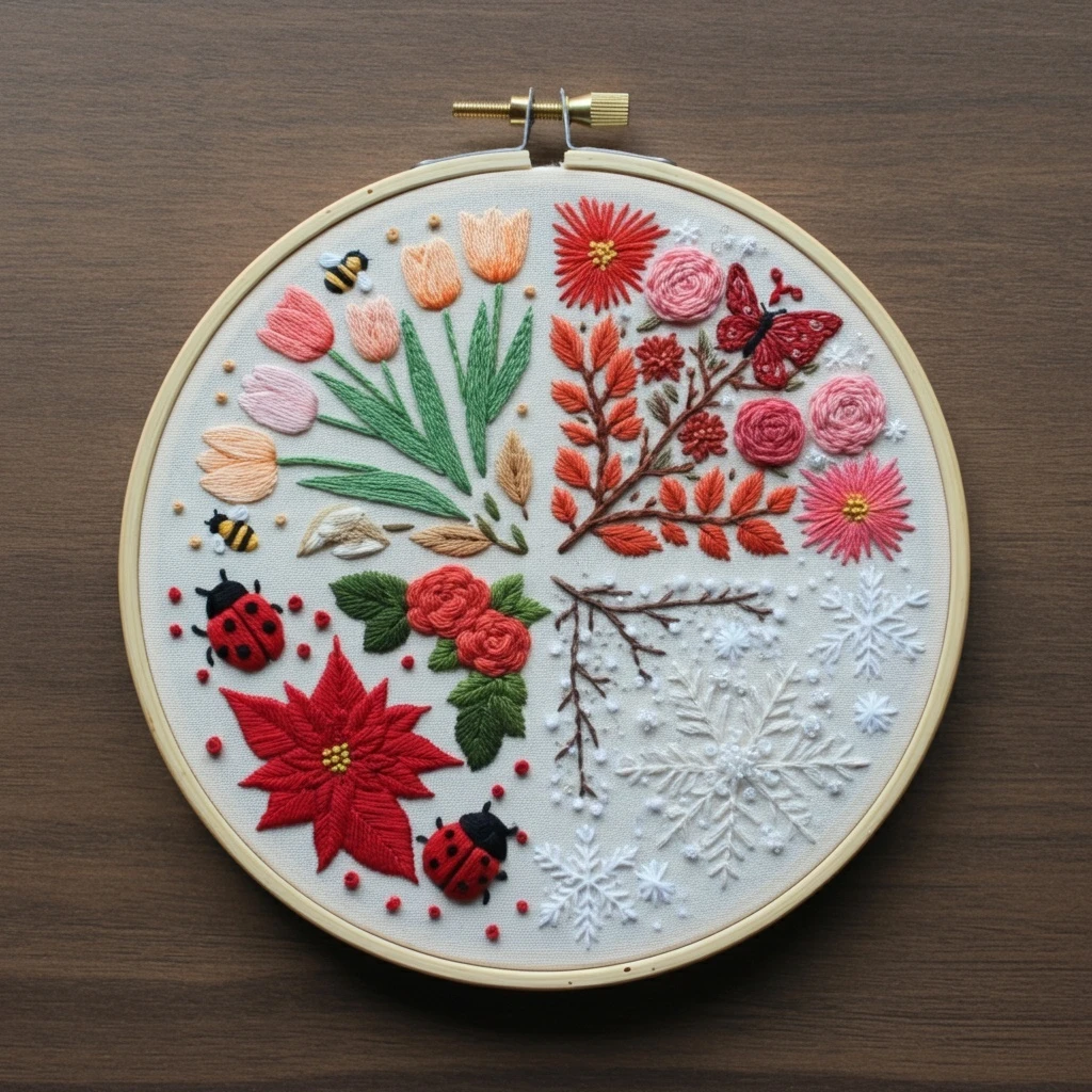 Embroidered Wheel of the Four Seasons