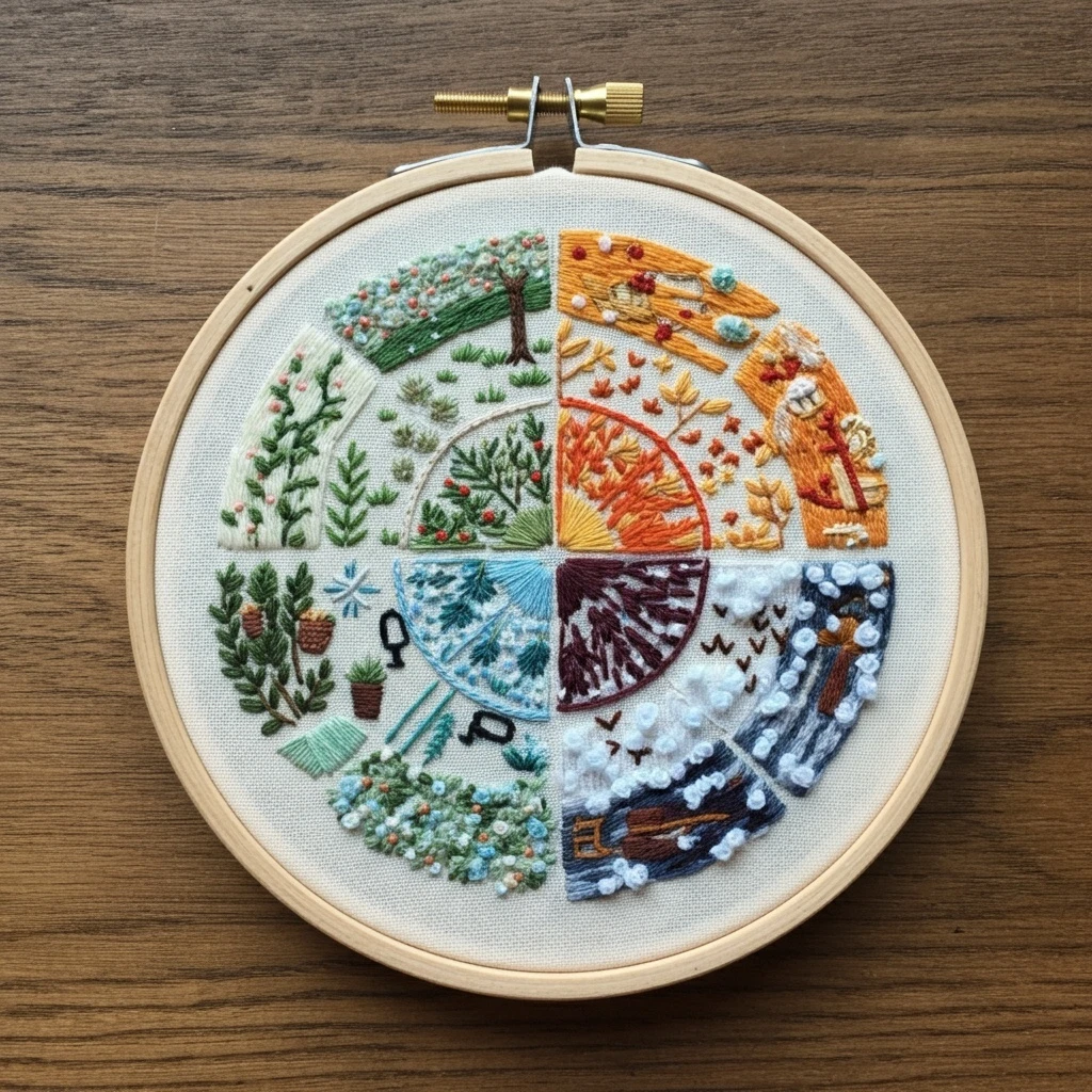 Embroidered Wheel of the Seasons