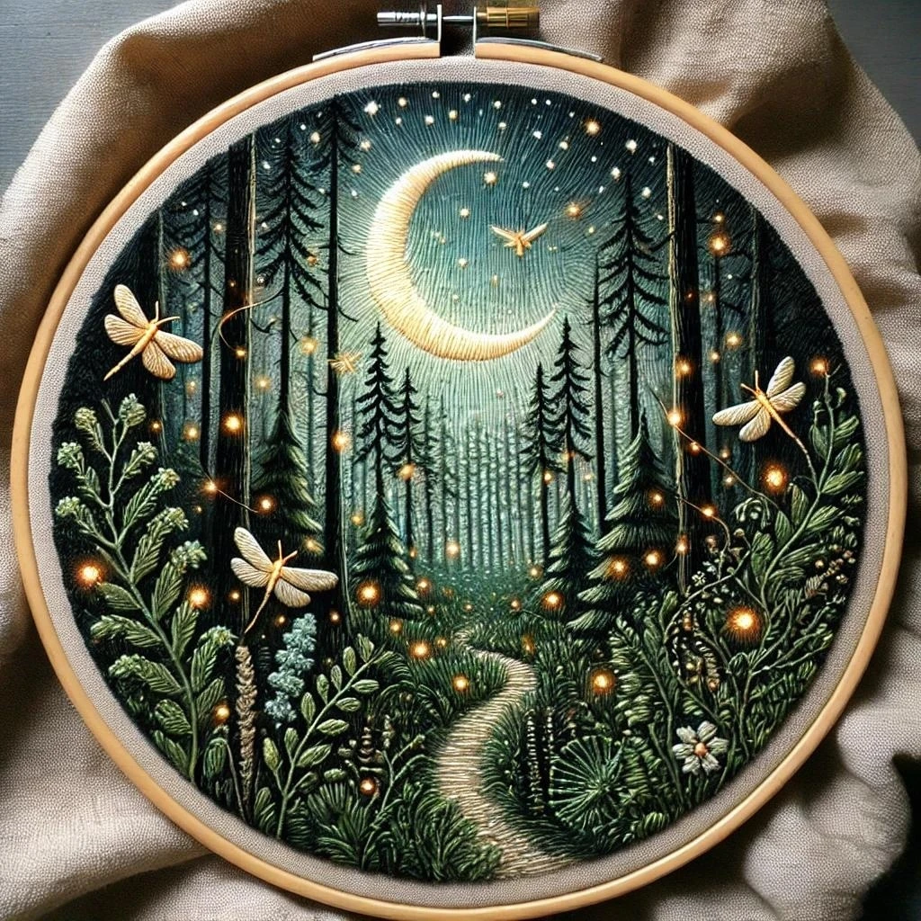 Enchanted Forest Night Embroidery