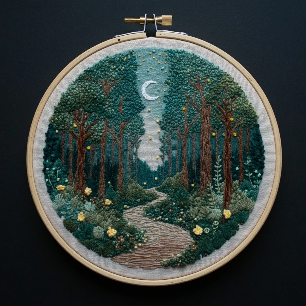 Enchanted Forest Path Embroidery