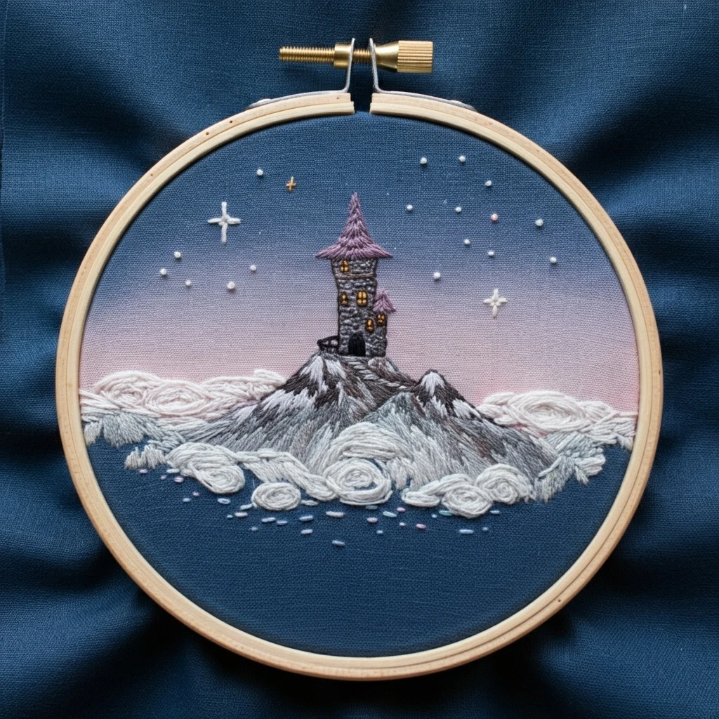Enchanted Tower on a Starry Peak