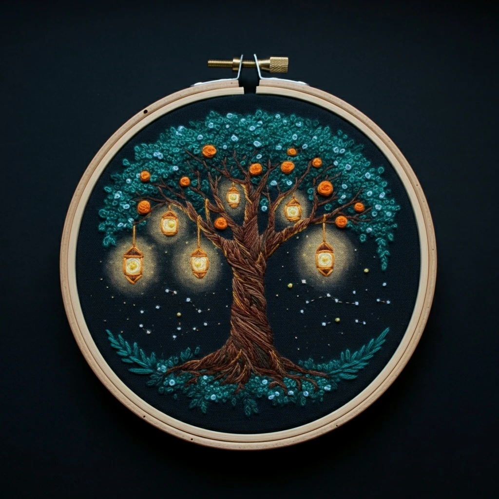 Enchanted Tree of Lights Embroidery