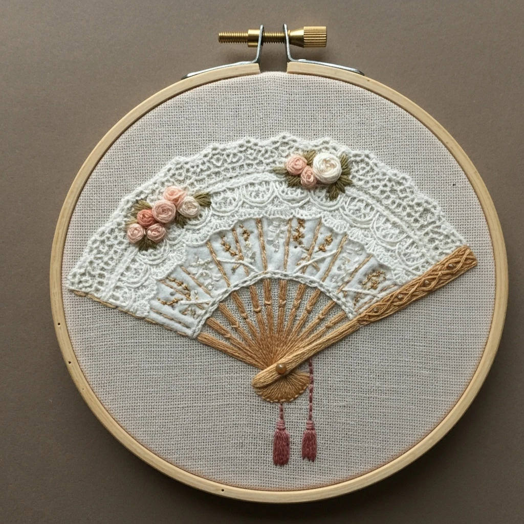 Exquisite Lace Hand Fan Embroidery