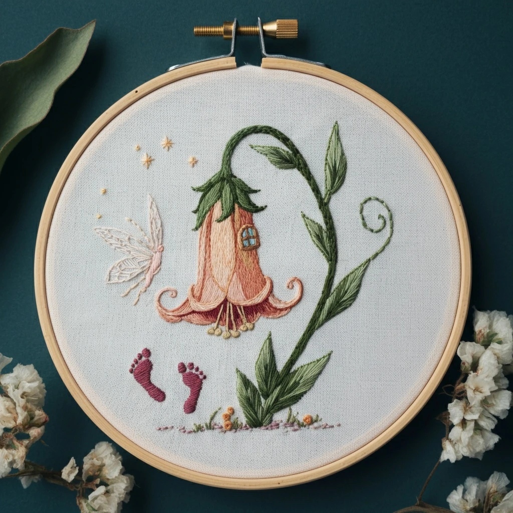 Fairy Blossom Cottage Embroidery Art