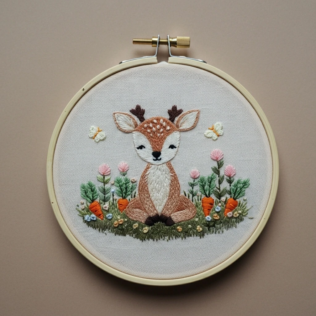 Fawn in a Carrot Patch Embroidery