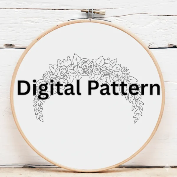 Floral Bouquet with Calligraphy Embroidery | Hand Embroidery Pattern PDF