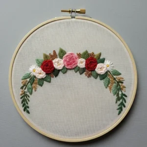 Floral Bouquet with Calligraphy Embroidery | Hand Embroidery Pattern PDF