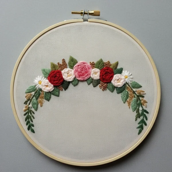 Floral Bouquet with Calligraphy Embroidery | Hand Embroidery Pattern PDF