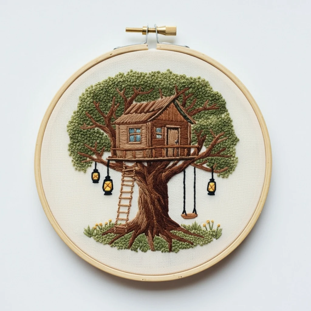 Floral Family Tree Embroidery Hoop