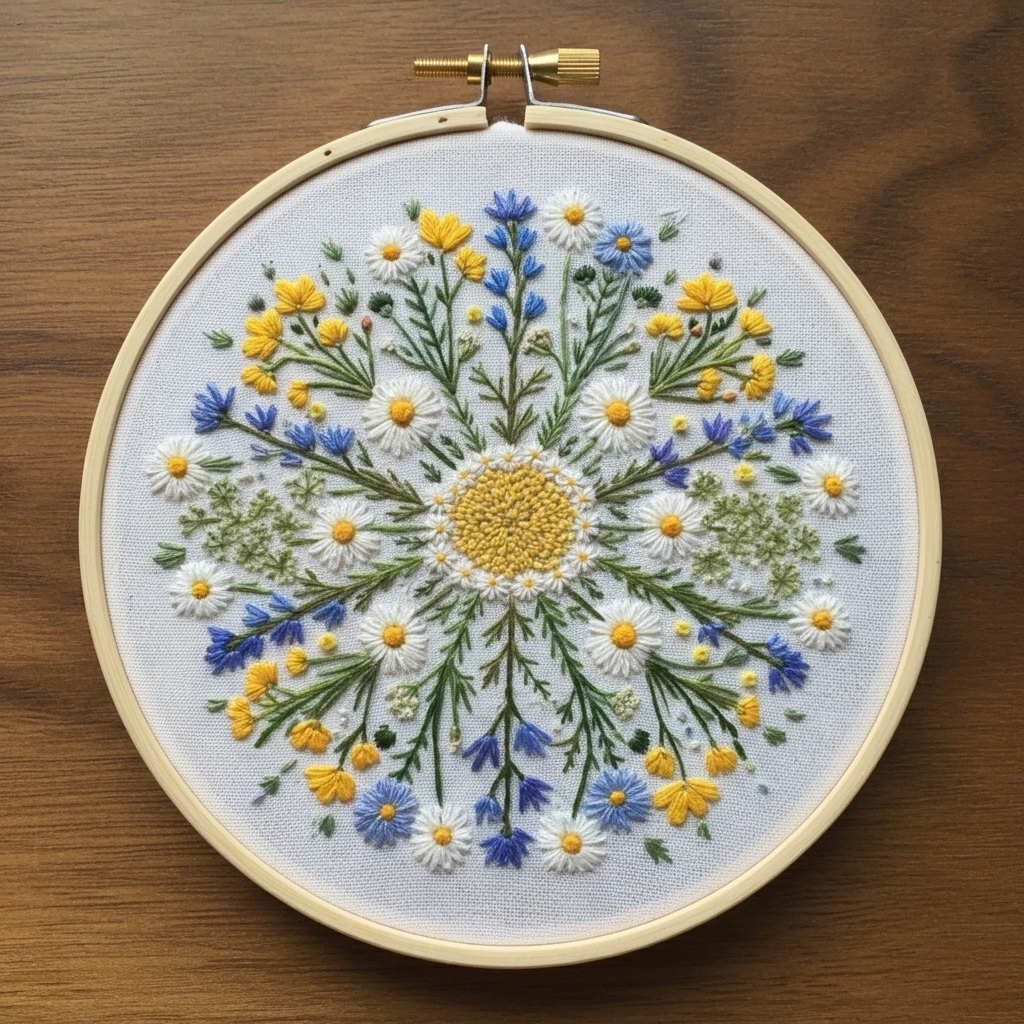 Floral Mandala Hand Embroidery