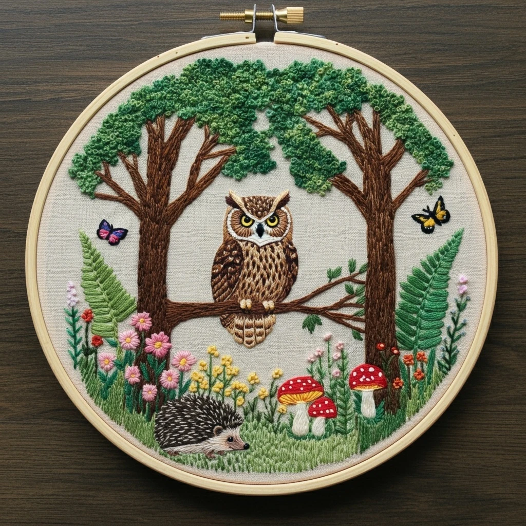 Forest Wildlife Hand Embroidery
