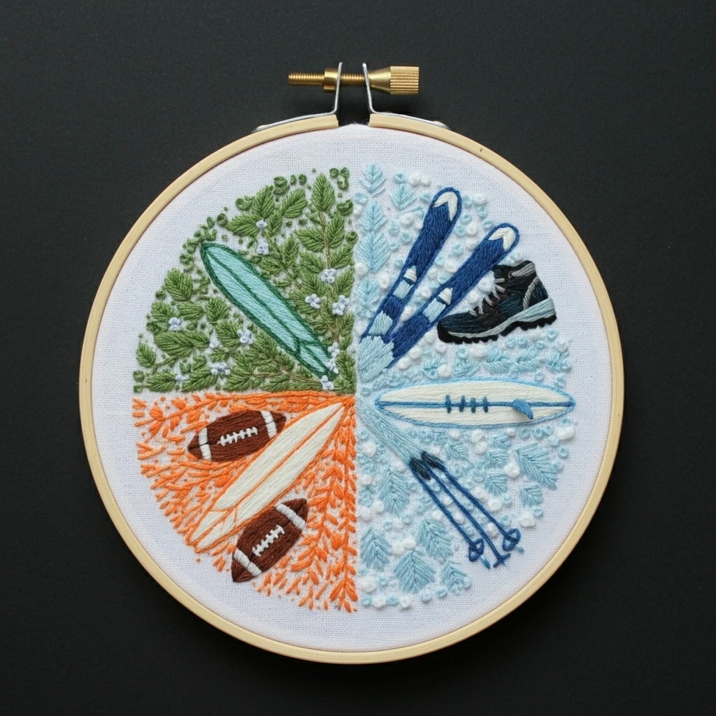 Four Seasons of Sports in Embroidery