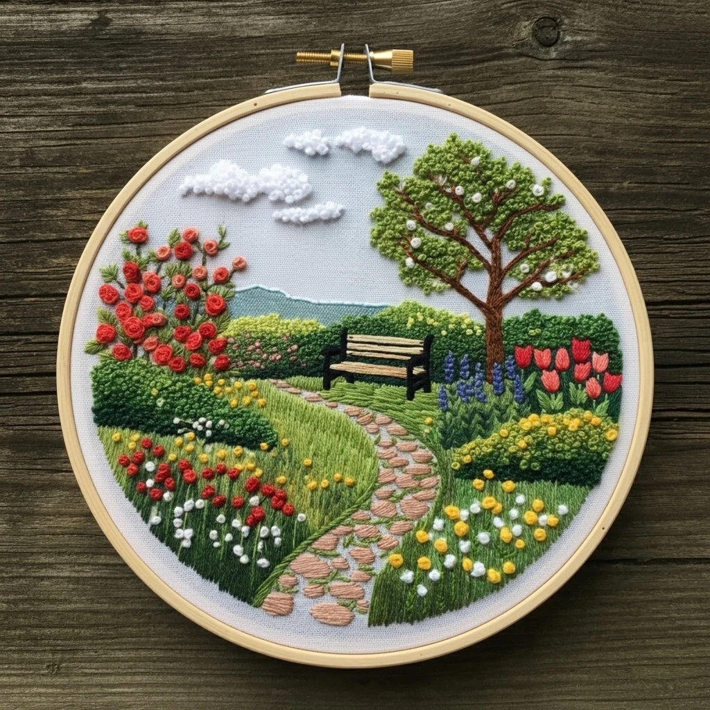 Garden Bench Embroidery