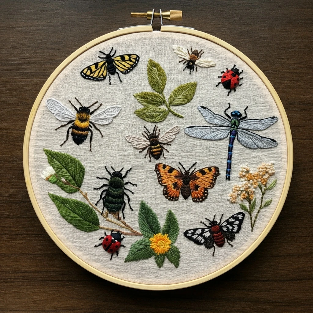 Garden Insects Collection Embroidery Art