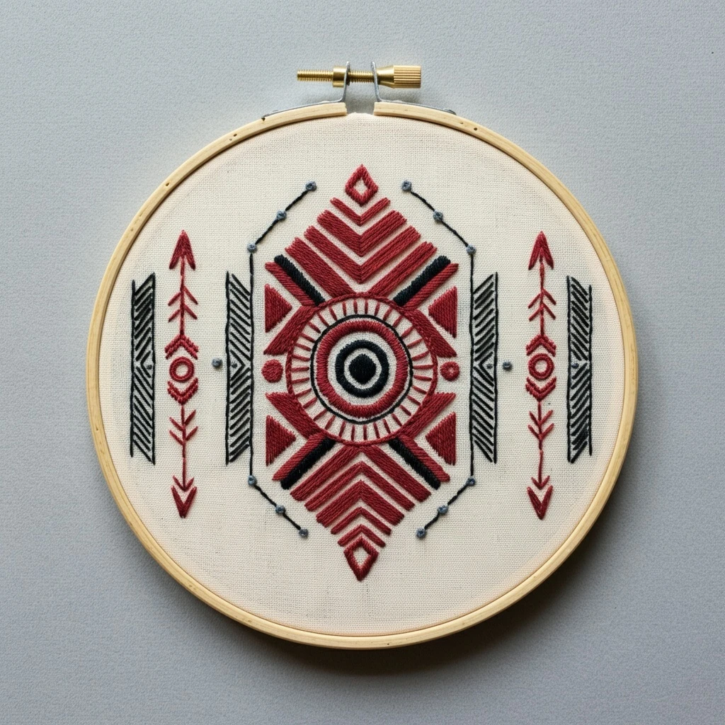 Geometric Tribal Pattern Embroidery