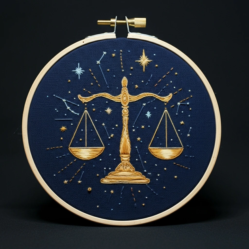 Gold Zodiac Libra Constellation Embroidery