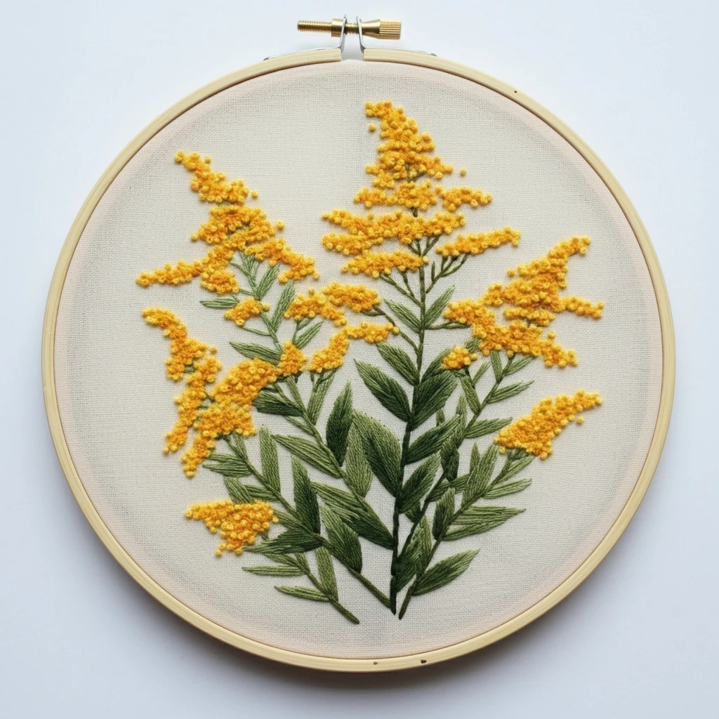 Goldenrod Yellow Floral Embroidery