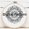 Gothic Floral Wreath in Jewel Tones | Hand Embroidery Pattern PDF
