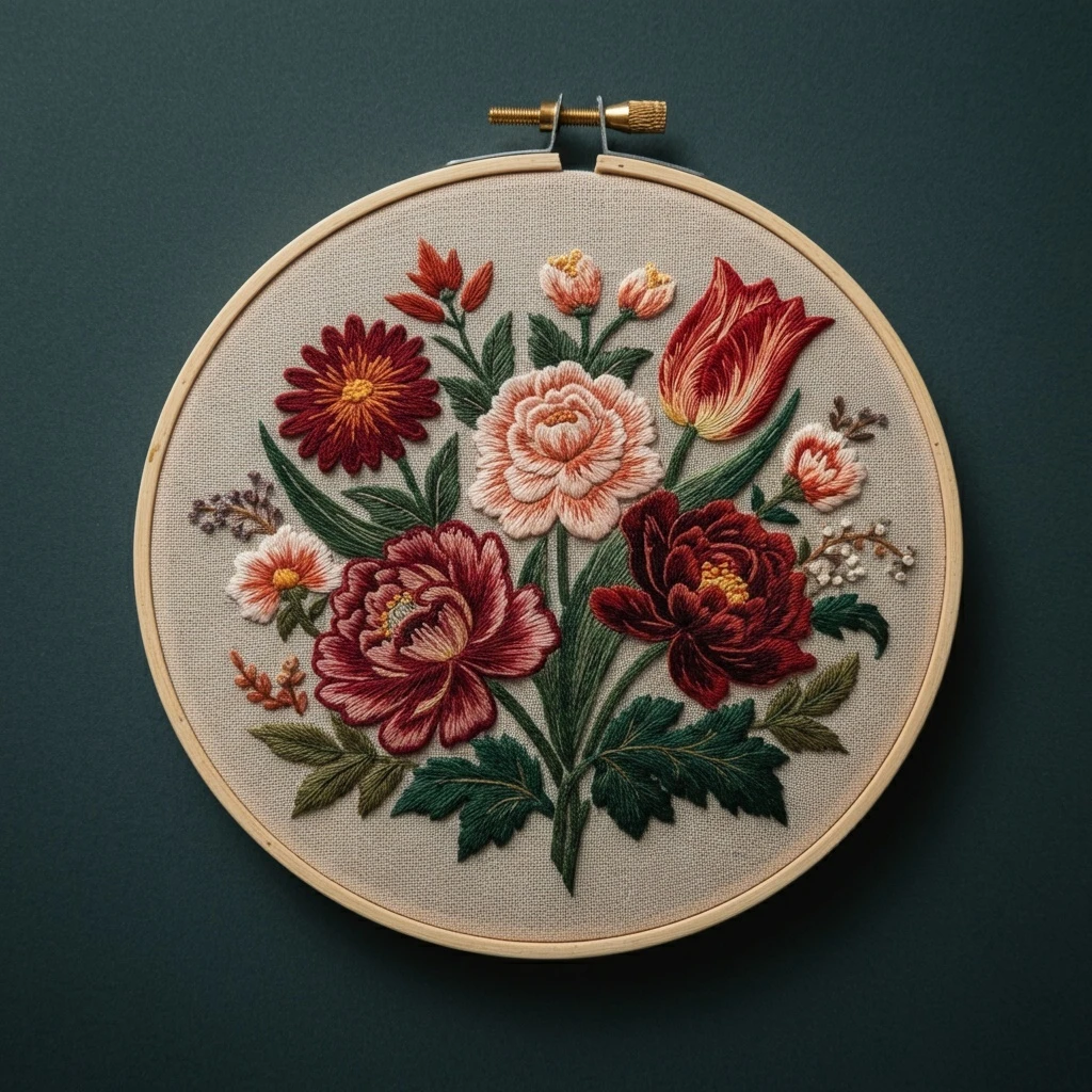 Hand Stitched Autumnal Arrangement