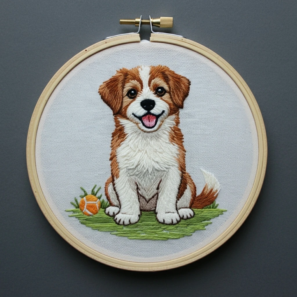 Happy Spaniel Puppy Embroidery