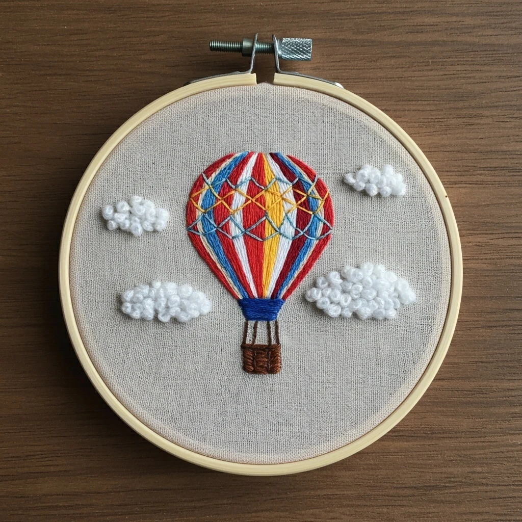 Hot Air Balloon Embroidery in Hoop