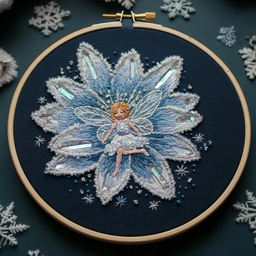 Icy Snowflake Fairy Hand Embroidery