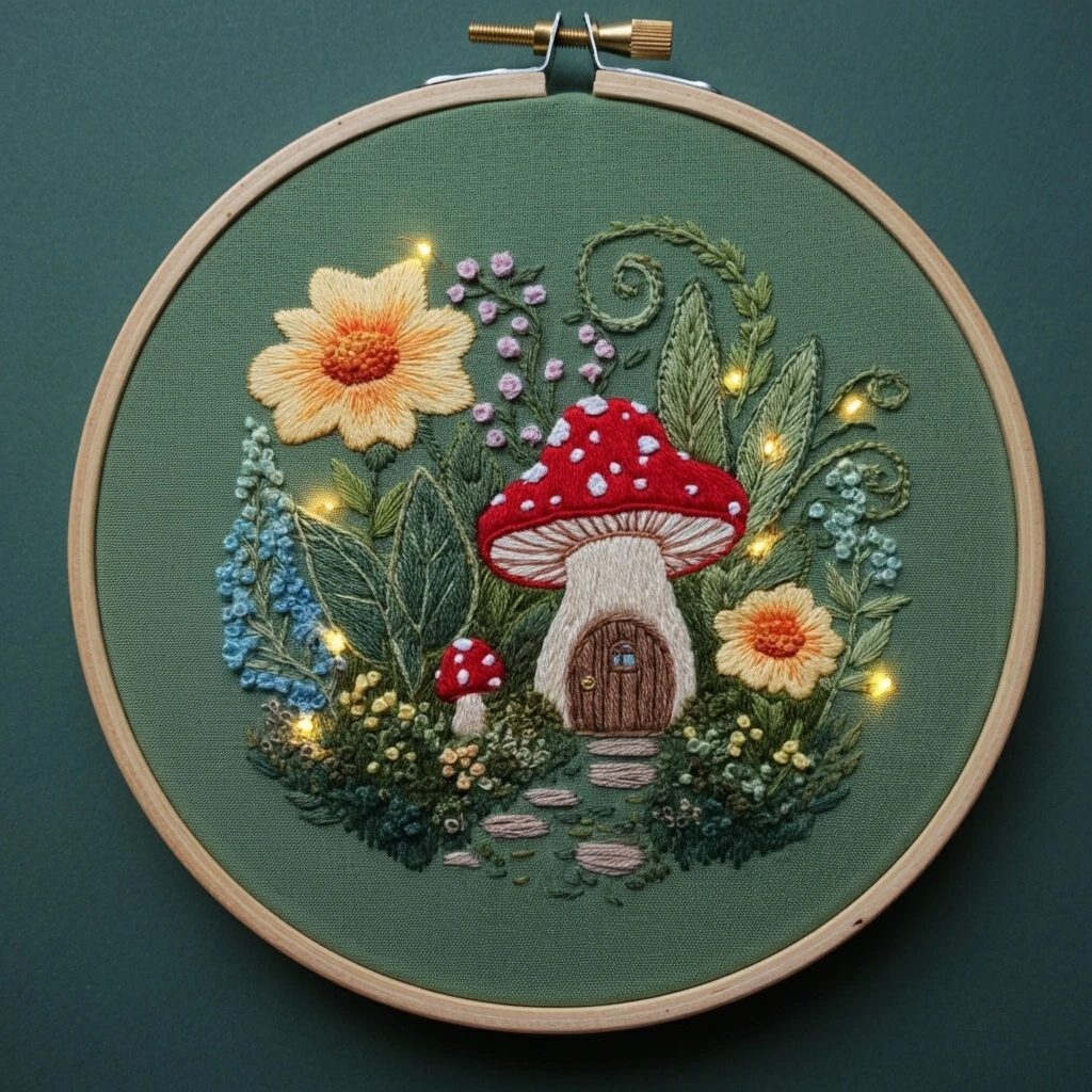 Illuminated Forest Fairy House Embroidery