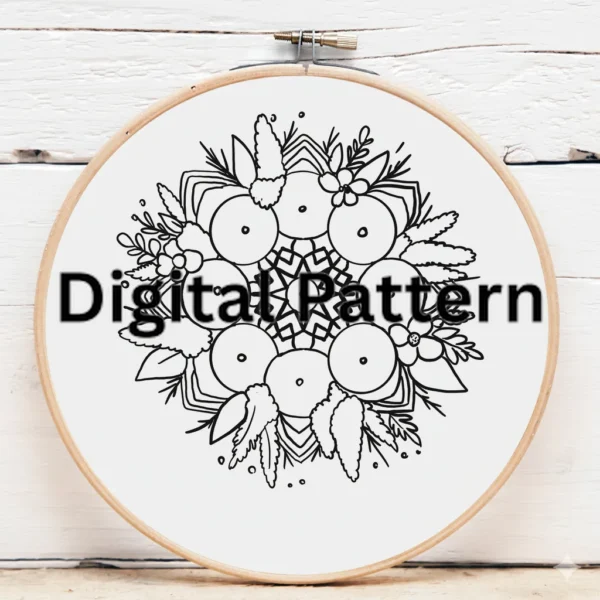 Jewel-Toned Rose and Lavender Bouquet Embroidery | Hand Embroidery Pattern PDF