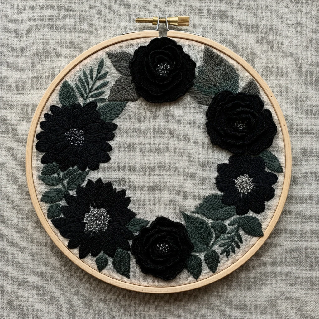 Jeweled Floral Bouquet on Black