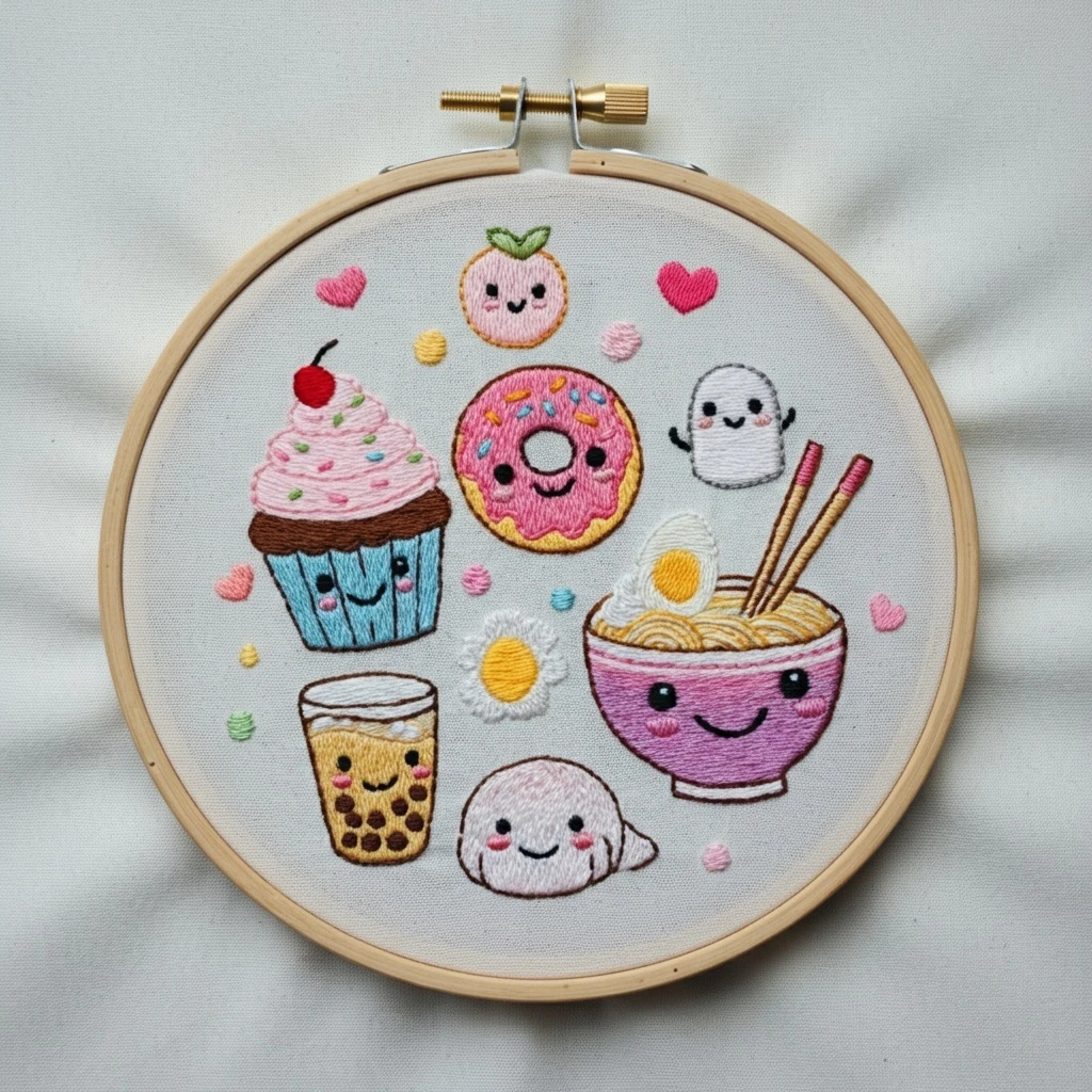Kawaii Food and Treats Embroidery
