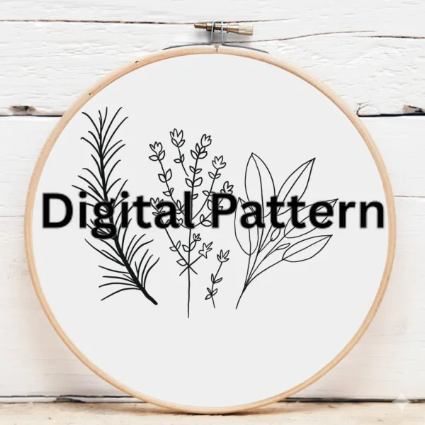 Kitchen Herbs: A Beginner's Guide to Greenery Stitches | Hand Embroidery Pattern PDF