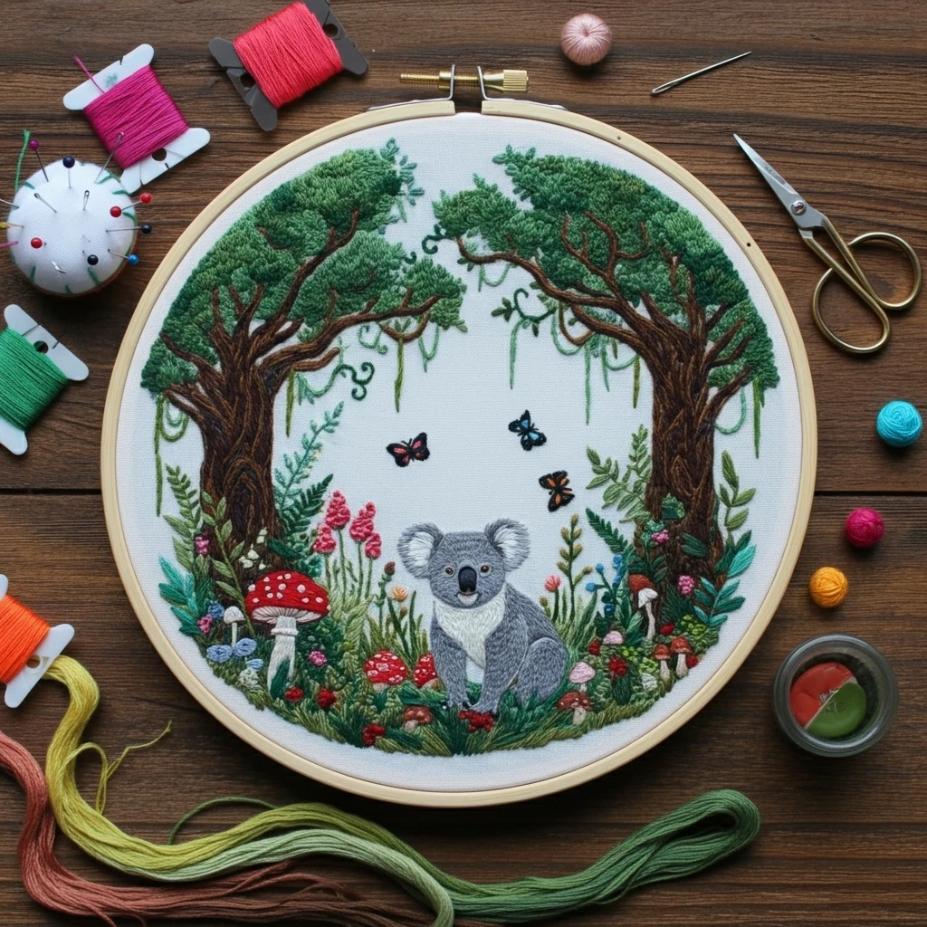 Koala Forest Embroidery Art