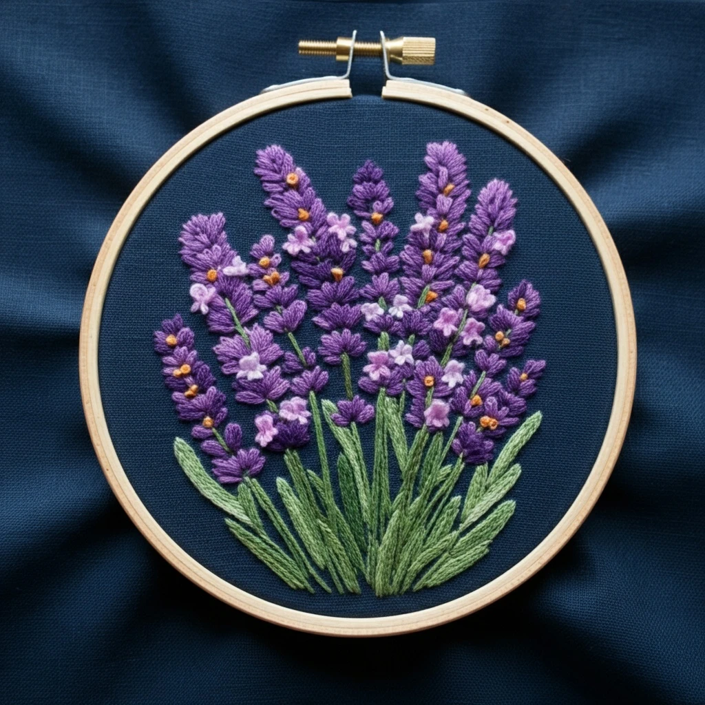 Lavender Bloom Embroidery Art