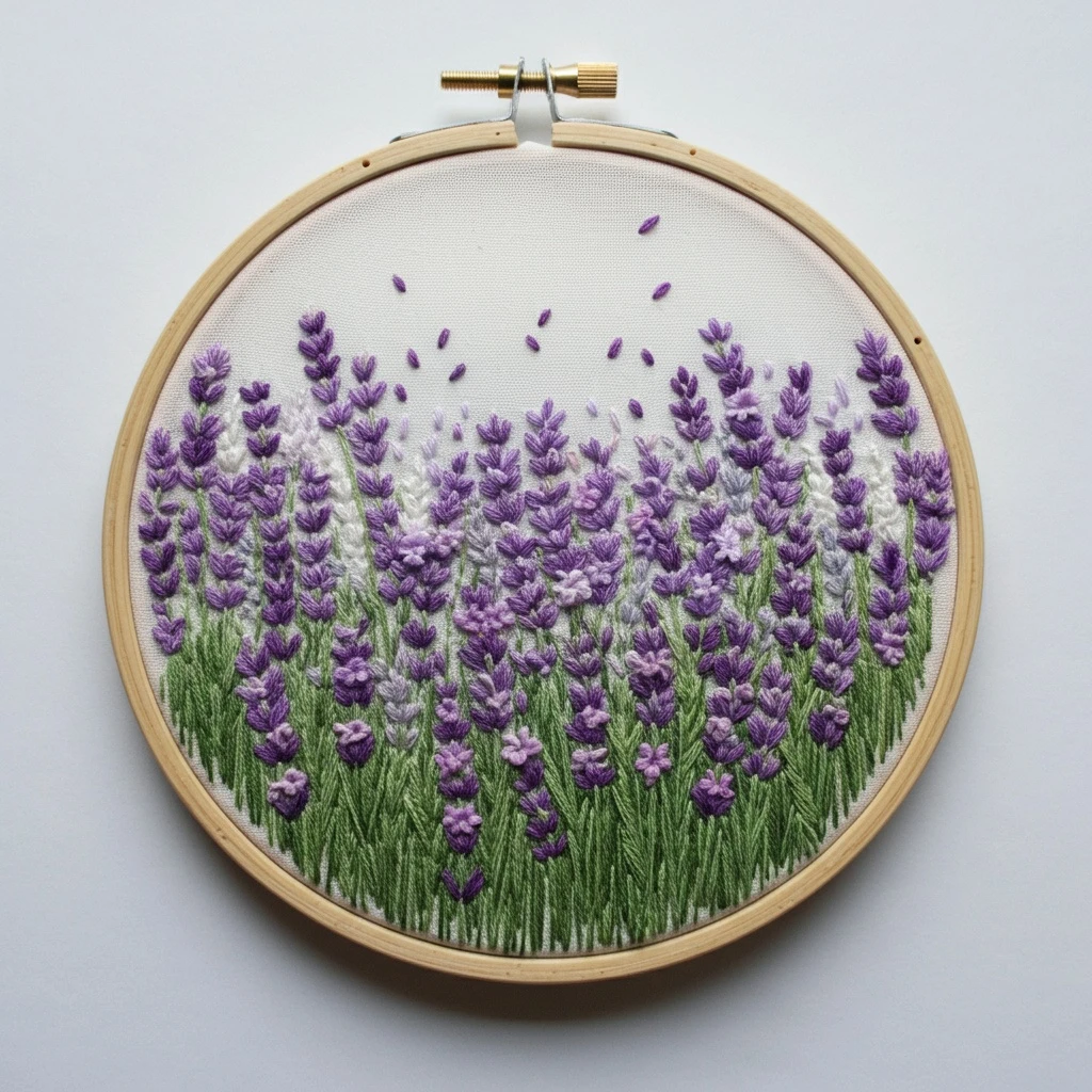 Lavender Field Serenity Embroidery Art