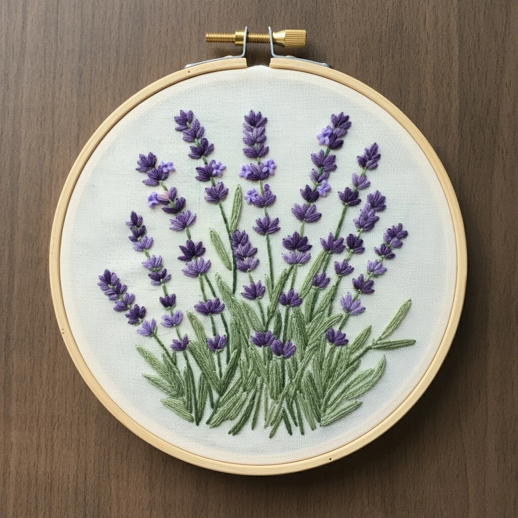 Lavender Garden Embroidery Art