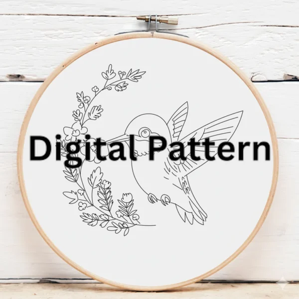 Lifelike Hummingbird & Blossom Hoop Embroidery | Hand Embroidery Pattern PDF