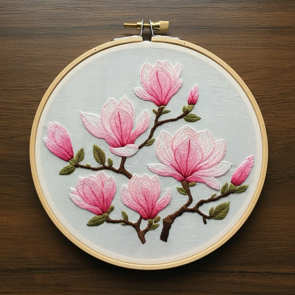 Magnolia Blossoms Embroidery