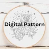 Majestic Owl and Celestial Night Embroidery | Hand Embroidery Pattern PDF