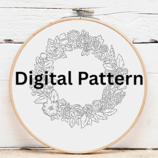 Mixed Wildflower & Fern Hand Embroidered Hoop Art | Hand Embroidery Pattern PDF