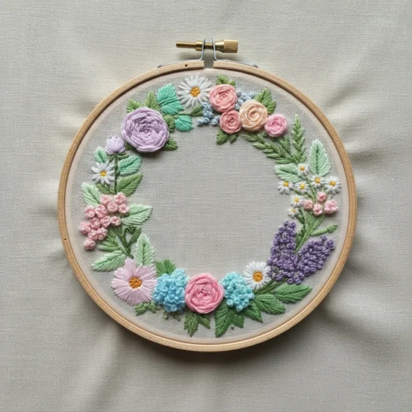 Mixed Wildflower & Fern Hand Embroidered Hoop Art | Hand Embroidery Pattern PDF