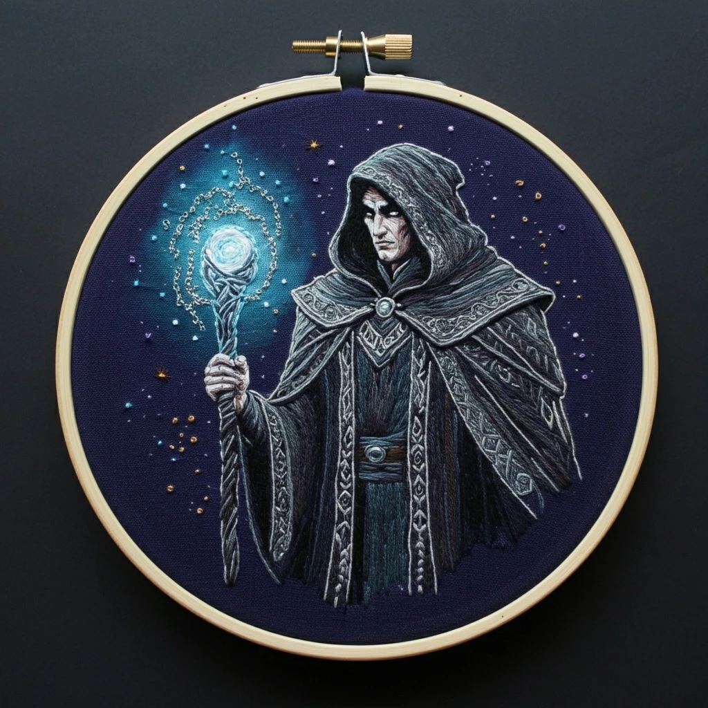 Mystic Wizard Sorcery Embroidery Art