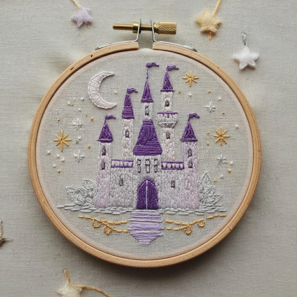 Mystical Purple Castle Embroidery