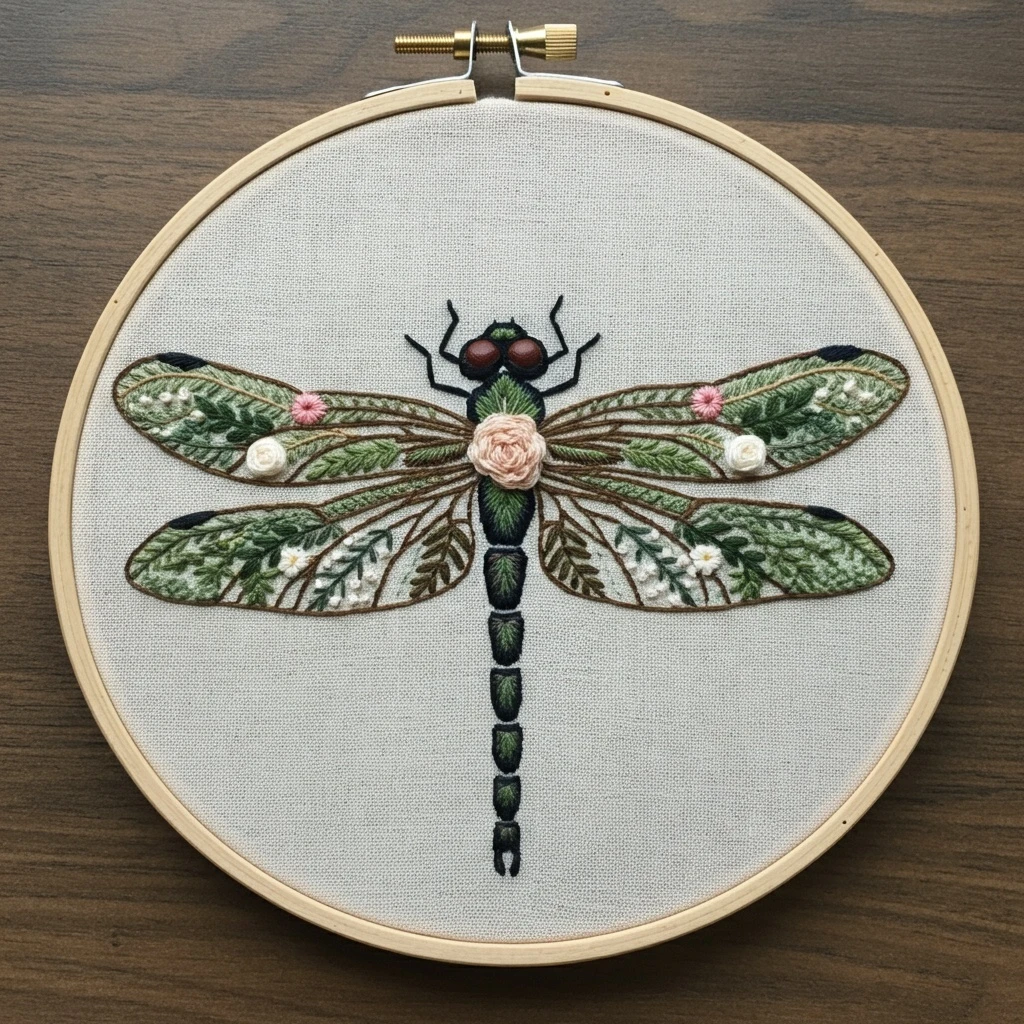 Nature Inspired Dragonfly Hand Embroidery