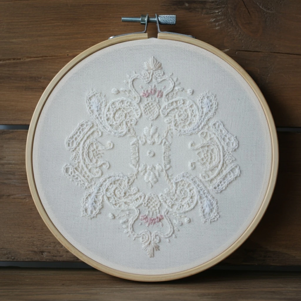 Neutral Baroque Damask Beaded Embroidery
