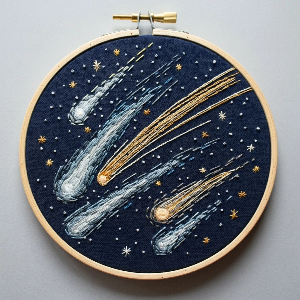 Night Sky Meteor Shower Embroidery