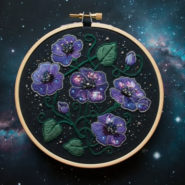 Night Sky Morning Glories | Hand Embroidery Pattern PDF