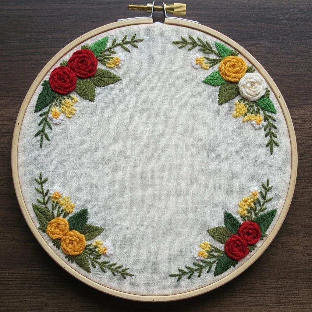 Open Center Embroidered Floral