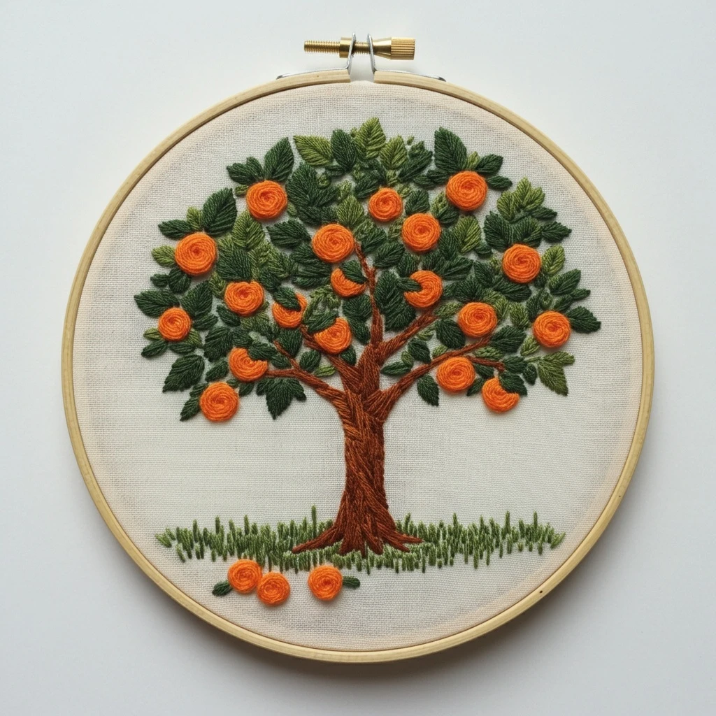 Orange Tree Embroidery