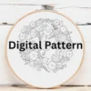 Orange & White Floral Wreath Embroidery | Hand Embroidery Pattern PDF